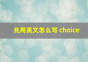 兆用英文怎么写 choice